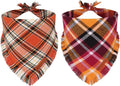 ADOGGYGO Fall Dog Bandana with Tassels Edges, Stylish Orange Plaid Pet Scarf, Multiple Size, Thanksgiving Halloween Fall Bandanas for Medium Large Dogs (Large)