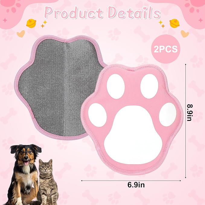 Mity rain 2PCS Pet Hair Removal Glove, Reusable Magical Brush Pet Hair for Cats & Dogs, Electrostatic Pet Hair Remover for Laundry, Carpet, Furniture, Car, Bedding, Easy Cleaning & Grooming Tool Pink