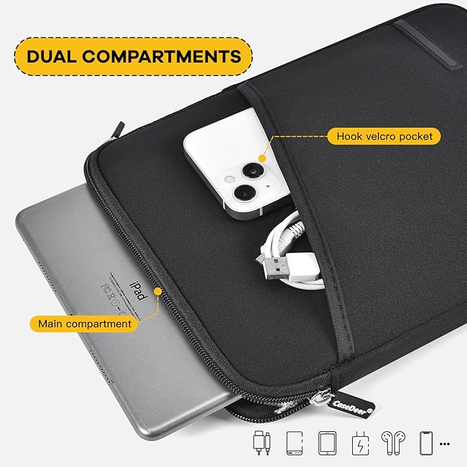 9-11 Inch Tablet Sleeve for 11 inch iPad Pro M5 M4 & Air M2 M3 2025, iPad A16 11th, 10.9 Air 5/4th, Galaxy Tab A9+/ S9 S8 Bag,Black