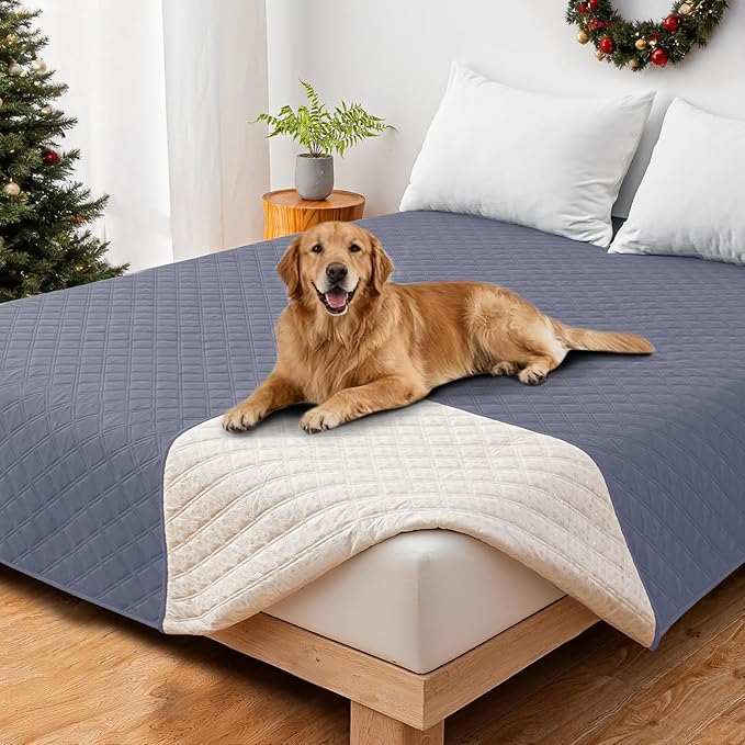 CYCMACO Waterproof Couch Covers for Pets, Waterproof Dog Bed Cover, Anti-Slip Soft Dog Blankets, Couch Cover for Dogs Washable, Pet Blanket for Puppy Large Dogs Cat (82x82 Inch, Grey Blue)