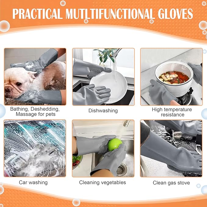 SUKETIL Pet grooming gloves,Dog washing gloves with High-Density Teeth with Five Finger Design to bathing and Massage for Dog