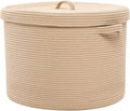20" x 20" x 15" Extra Large Storage Basket with Lid, Cotton Rope Storage Baskets, Laundry Hamper, Cloth Bin, for Clothes Towels Blankets Pillows Storage in Living Room, All Beige