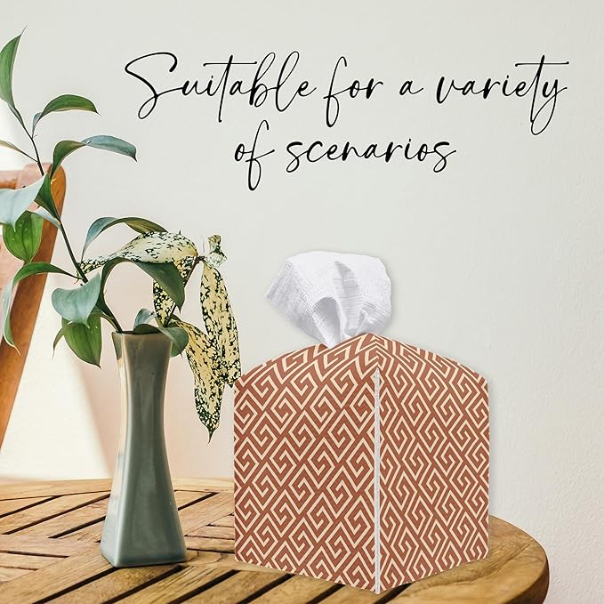 Geometric Square Tissue Box Holder Cover, Tissue Cube Box Organizer for Bathroom, Living Room, Office, Countertop, Car, Night Stands, Modern Home Desk Tabletop Decor - A06