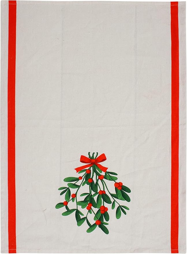 ACCENTHOME Christmas Kitchen Towels - Set of 4 Absorbent Cotton Dish Towels | Merry Christmas Printed Kitchen Linen Tea Towels & Drying Dishes - 20x28 inch