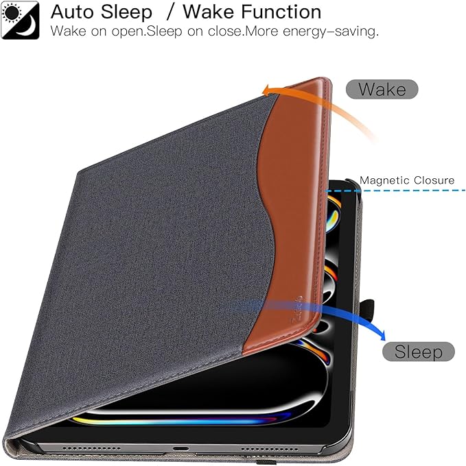ZtotopCases for New iPad Pro 11 Inch Case 2024 (M4), Premium PU Leather Smart Cover with Auto Wake/Sleep,Multiple View Angles with Hand Strap and Pocket for iPad Pro 11 5th Gen,Denimblack