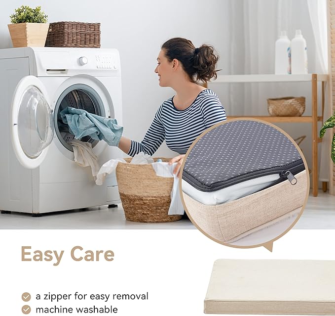 WATANIYA PET Memory Foam Medium Dog Bed, Cooling Dog Beds for Medium Dogs, Washable Orthopedic Pet Bed for Crate with Joint Relief Memory Foam, Waterproof Liner and Plush Cover (29"x 18", Beige)