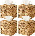 4Pcs Tissue Box Cover Decorative Woven Tissue Holder Aesthetic Facial Paper Box Cover Square Facial Napkin Holder Portable for Table Home Bathroom