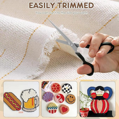 3Pcs 80"x40" Inch Large Overlocking Tufting Cloth with Marked Lines, Primary Monks Cloth for Tufting Gun, Cotton Punch Needle Embroidery Fabric for Rug Tufting