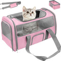Seclato Soft Side Cat Carrier Airline Approved for Puppy Kitten Dog Carriers for Small Medium Cats Under 15lb, Collapsible TSA Approved Travel Pet Carrier, Pink with Grey