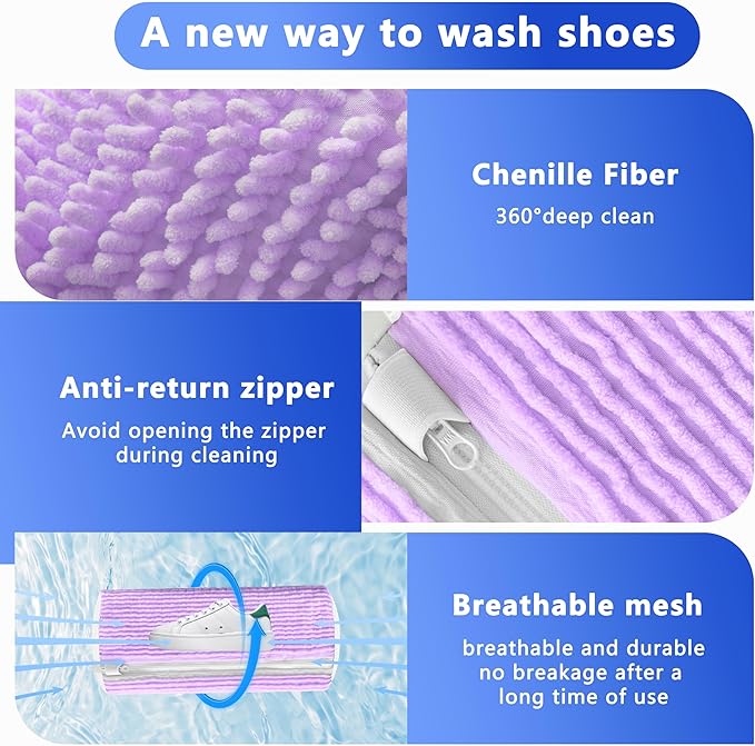 Xinambyh 2Pcs Reusable Shoe Washing Machine Bag for Washer and Dryer:Free Up Hands, Prevent Deformation,shoe bag with Zipper Protection Design, Use for all Shoes,Sports Shoes