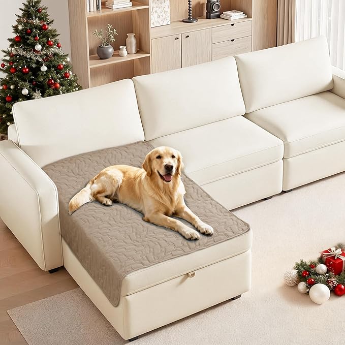 CYCMACO Waterproof Dog Bed Cover, Non-Slip Dog Blanket for Couch, Couch Covers for Dogs Washable, Pet Blanket for Furniture, Pet Bed Mat for Sofa, Car, Pet Supplies (40x50 Inch, Khaki)