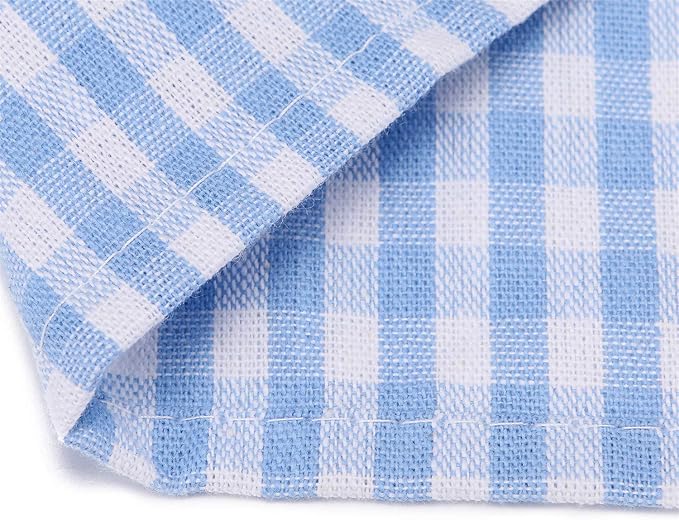 Jennice House Kids Cotton Gingham Apron - Children's Artist Painting Smock with Pocket and Adjustable Neck Strap, Baby Chef Party Aprons (Blue, L)