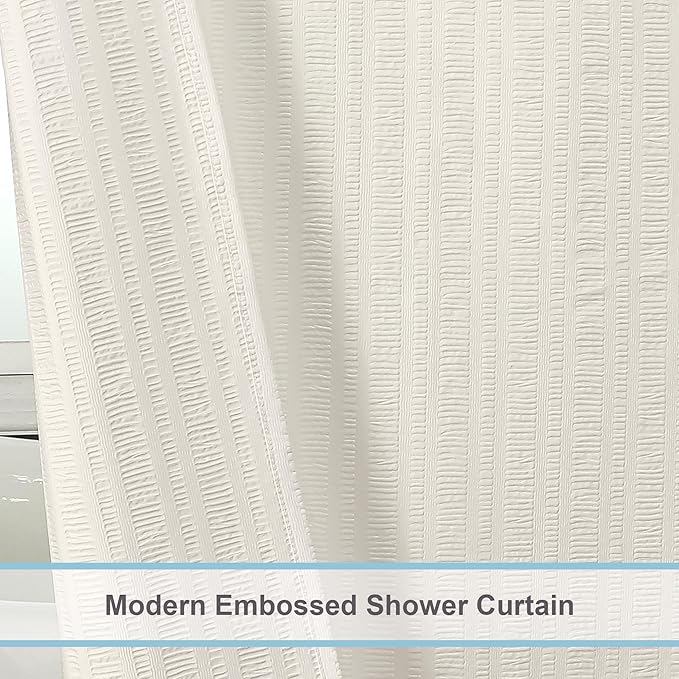 Aiyufeng Cream Stall Fabric Shower Curtain - Soft & Lightweight Small Shower Curtain with Texture for Narrow Stall Size, Machine Washable - 36x72, Cream