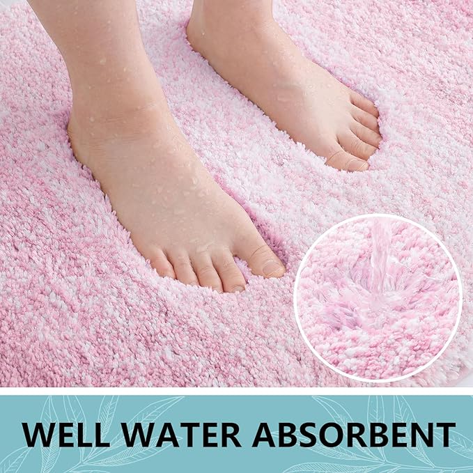 Arotive Microfiber Bathroom Rugs, Shaggy Soft and Absorbent Bath Rug, Non-Slip, Thick Plush Machine Washable Dry Bath Mats for Bathroom, Tub and Shower, 59x24, Mauve, Rectangular