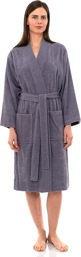 TowelSelections Womens Robe Cotton Kimono Bathrobe for Women Knee Length Terry Cloth Towel Robes for Women XS to 4X