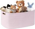 SunNewt 72L Large Baby Girls Laundry Basket for Nursery Storage,Cute Woven cotton Rope Baskets for Kids Toy，Gifts, Boho Square Wicker Blanket hamper for Living Room,Bedroom Dirty Clothes,Pink