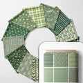 Cotton Satin Patchwork Fabric Panel – 35 Designs, 20×20 cm Squares, Single Piece 150×110 cm, Green Patchwork Quilt Fabric (Olive Garden Patchwork Set, 35pcs 8x8 inch)
