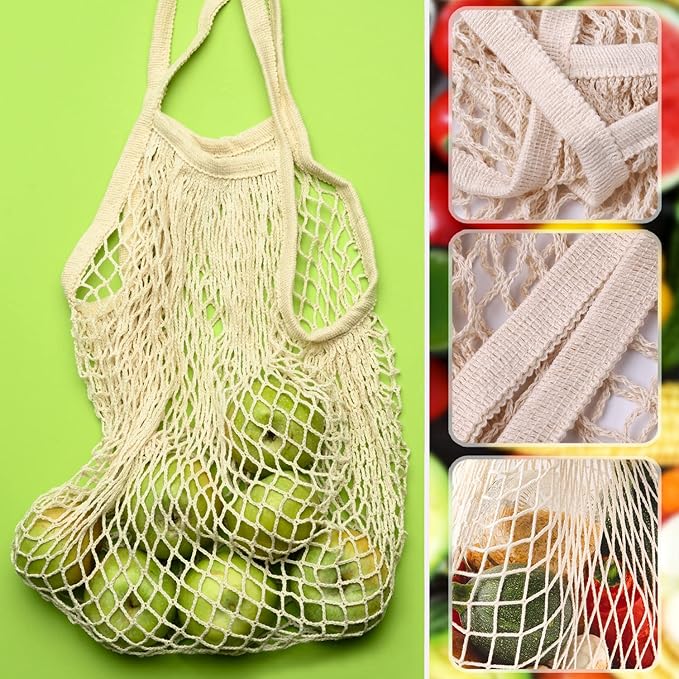 DRWSSR 2pcs Fashion Storage Mesh Bag Reusable Fruit Mesh Bag Shopping Mesh Bag Pure Cotton Portable Mesh Bag Shopping Bag