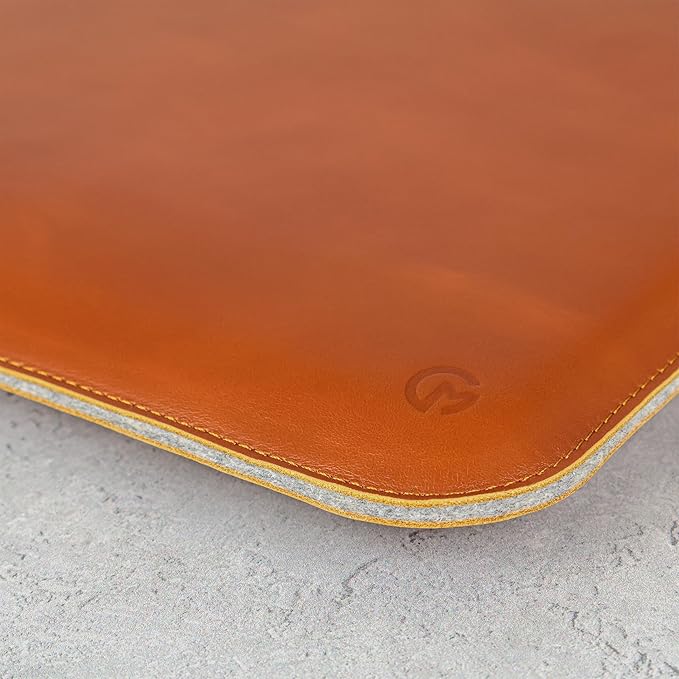 Casemade Real Leather Laptop Sleeve for MacBook Pro & Air Fits 13, 14, 15 & 16 Inch - Genuine Full Grain Leather with Soft Wool Lining (16 inch - Pro M1/M2/M3/M4)