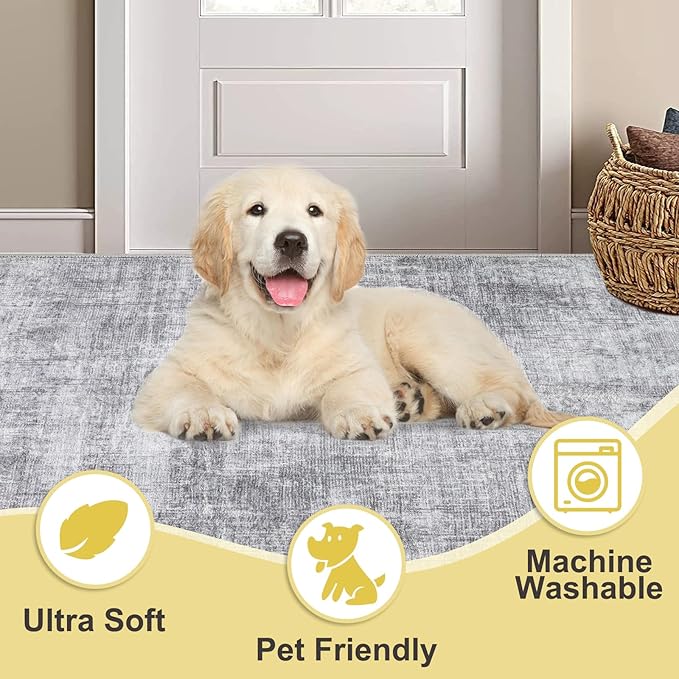 COMSLE Door Mat, Front Door Mat Indoor for Entrance Faux Wool Absorbent Non Slip Modern Throw Rug for Entryway Hallway Muddy Paws - Pet Friendly, 24x48 Inches, Machine Washable