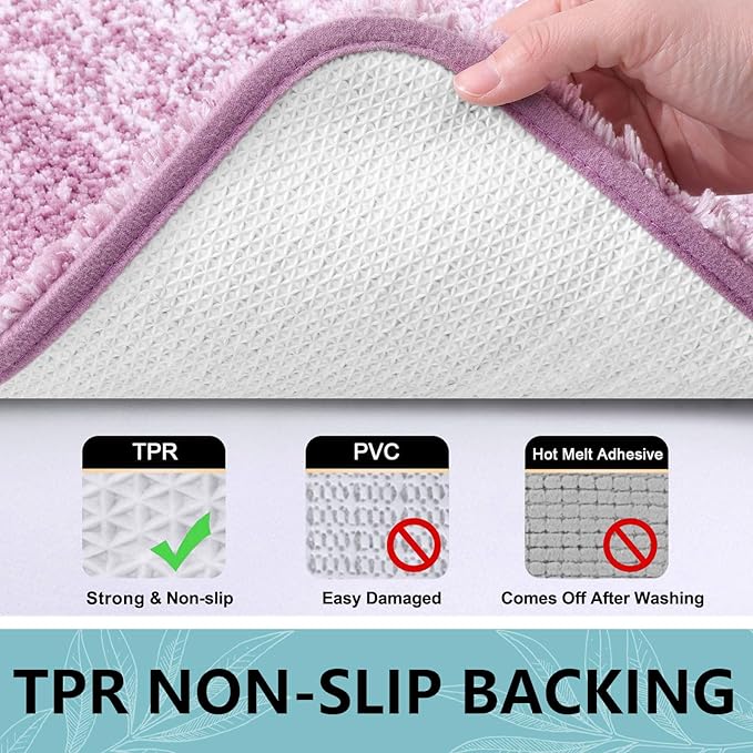 Arotive Microfiber Bathroom Rugs, Shaggy Soft and Absorbent Bath Rug, Non-Slip, Thick Plush Machine Washable Dry Bath Mats for Bathroom, Tub and Shower, 24x16, Purple, Rectangular