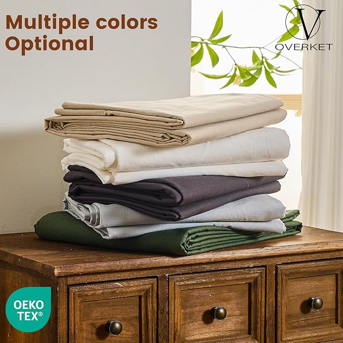 100% Linen Sheets King Size,Breathable & Durable 4-Piece Bed Flax Sheet Set,Soft All-Season Bedding for Hot Sleepers 16" Deep Pocket Oeko-TEX Certified,（King, Grey）