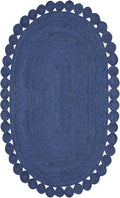 Runner - Oval Rug 3x15 Area Rug Kilim Rug Blue Solid Design 0.27 inches ThickIndoor Outdoor Rug Flatweave Rug High Traffic Area Home & Foyer Corridor Hallway & Stair Runner