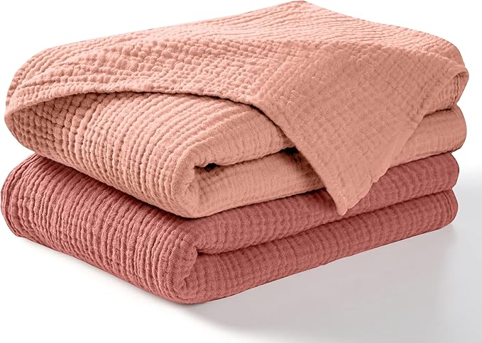 Dreamology Muslin Swaddle Blankets, Receiving Blankets for Baby Girl,Boy,2 Pack,100% Cotton Blanket,Soft & Breathable Muslin Blanket,Muslin Baby Blanket for Newborn,44 x 44 Swaddle Blanket | Rose,Pink
