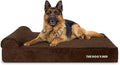 The Dog’s Bed Orthopedic Headrest Dog Bed XL Brown Plush, Memory Foam, Pain Relief for Arthritis, Hip & Elbow Dysplasia, Post Surgery, Lameness, Waterproof Washable Cover, Veterinary Approved