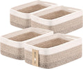 MiniArk Small Storage Baskets for Organizing | Closet Organizer Bins | Shelf Toy Basket | Woven Rope Baskets | Cube Decorative Box | Shallow Basket | 13x8.5x5.1” | 4 Packs Gradient Brown