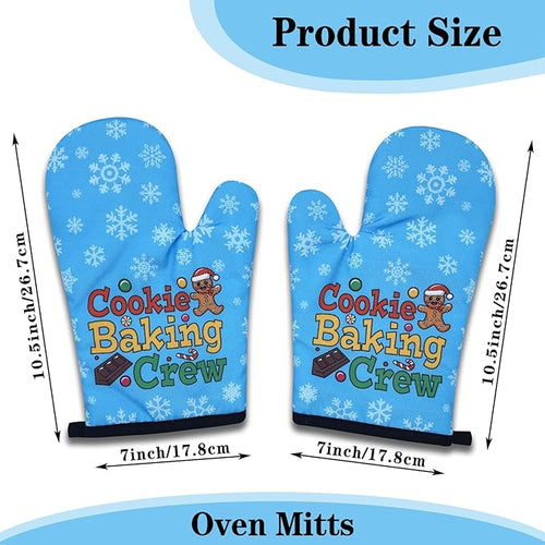2 Pack Funny Gingerbread Oven Mitts, Cookie Baking Crew, Heat Resistant Silicone Non-Slip Mitts, Christmas Baking Gifts for Cookie Lovers, Housewarming Gifts for Women Hostess Mom Wife Chef