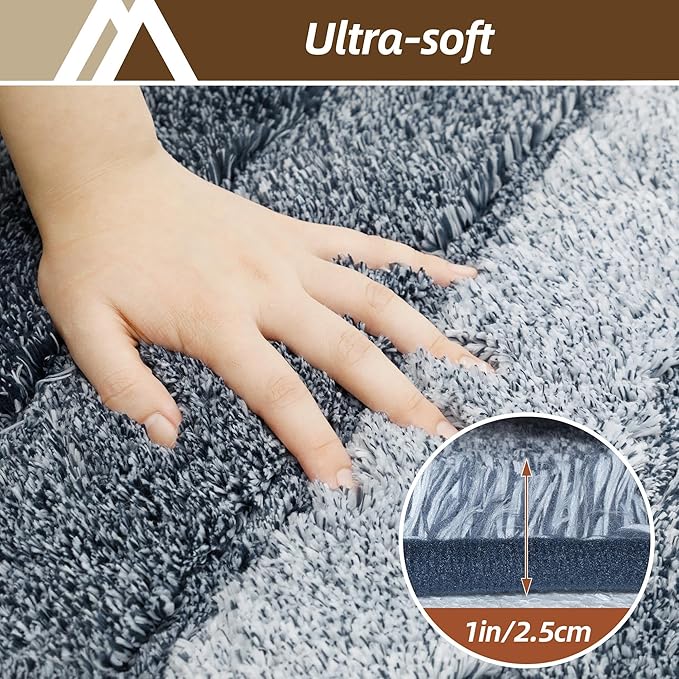 COSY HOMEER Bathroom Rugs 36"x24", Ultra Soft Absorbent Bath Mat with Non-Slip TPR Backing, Machine Washable Shaggy Rug for Bathroom Floor, Dark Blue