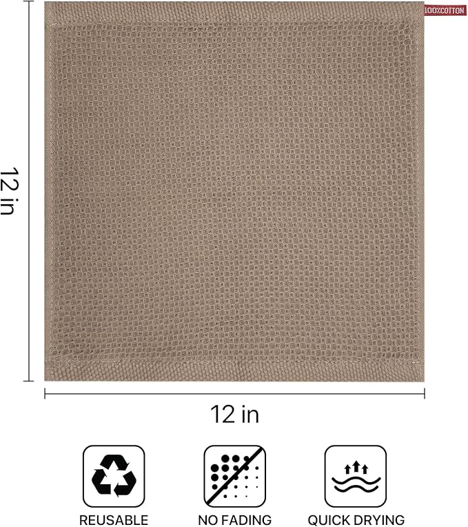 FreeNook 100% Cotton Waffle Weave Kitchen Towels, 6 Pack Dish Cloths for Washing Dishes, Ultra Soft Absorbent Dish Towels, Quick Drying Kitchen Rags, 12x12 Inches, Mixed Color