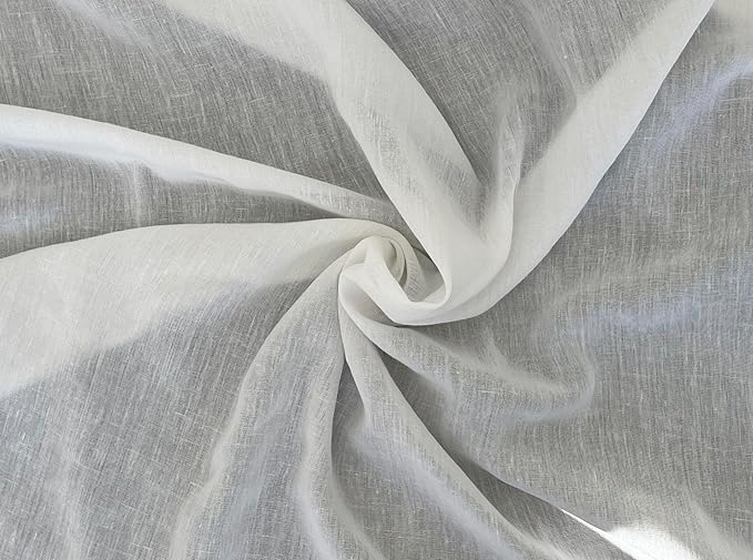 Linen Rayon Blend Fabric by The Linen Lab – Lightweight, Soft, Pre-Washed Material for Sewing, Clothing, Crafts & DIY (1 Yard pre Cut, White - Flat Gauze)