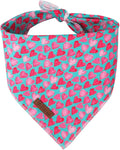 UP URARA PUP Valentine Dog Bandana - Pink Heart Triangle Bid Scarf for Small/Medium Dogs & Cats, Cotton Kerchief for Girl/Boy Pets, Adorable Puppy Bandana