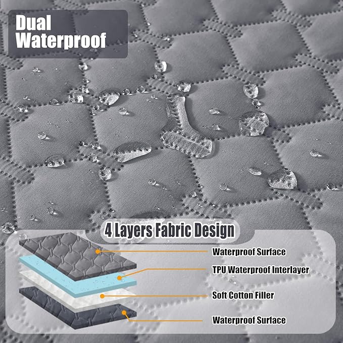 Smiry Waterproof Dog Bed Cover Blanket, Soft Reversible Pet Blanket, Washable Leakproof Cats Dogs Couch Cover for Sofa, Couch, Furniture, Plaid (52x82 Inch, Grey/Dark Grey)