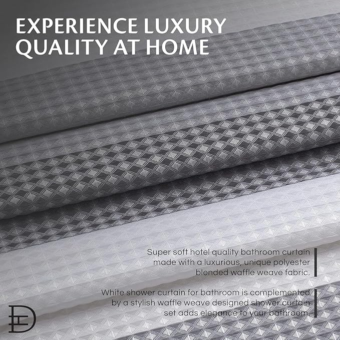 Dainty Home | Smoke Grey Ombre Waffle Weave Shower Curtain - 70" x 72" - Water Resistant Polyester Blend Fabric Shower Curtain - The Best Gradient Design Washable Waffle Shower Curtain