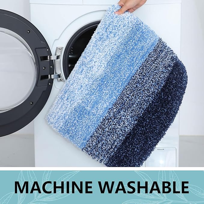 Arotive Microfiber Bathroom Rugs, Shaggy Soft and Absorbent Bath Rug, Non-Slip, Thick Plush Machine Washable Dry Bath Mats for Bathroom, Tub and Shower, 40x32, Blue, Rectangular