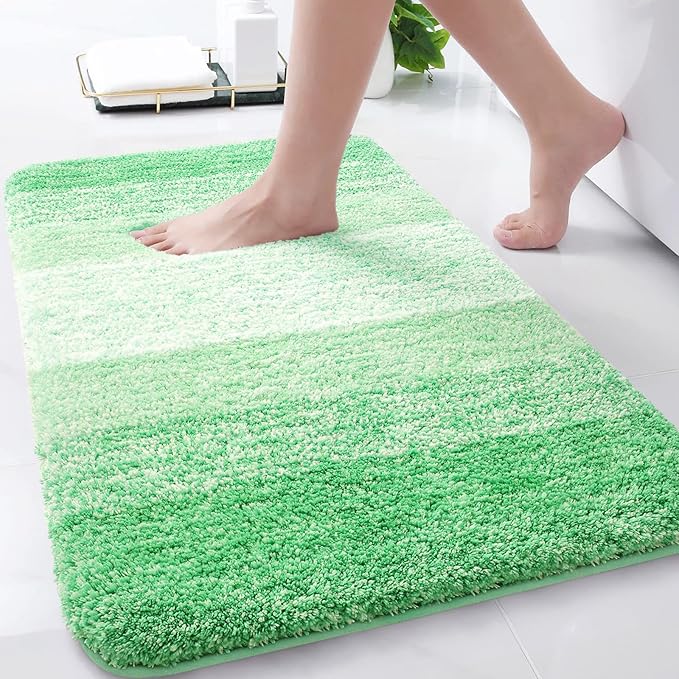 Arotive Microfiber Bathroom Rugs, Shaggy Soft and Absorbent Bath Rug, Non-Slip, Thick Plush Machine Washable Dry Bath Mats for Bathroom, Tub and Shower, 30x20, Green, Rectangular