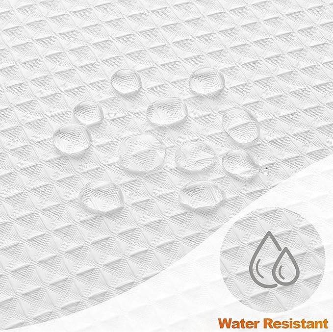 MISS SELECTEX Matt Waffle White Shower Curtain for Bathroom, Waterproof 230 GSM Heavy Duty Durable Fabric Hotel Shower Curtain,Machine Washable Thick Cloth Shower Curtains(72Wx96H, White)