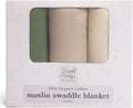 Sweet Acorn Muslin Swaddle Blanket – Soft Cotton Muslin Baby Blanket for Newborns, Infants, and Toddlers, All-Season Comfort Baby Essential - Green, Grey, White
