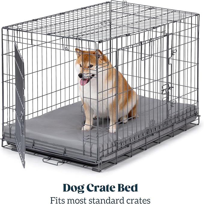 PELZIN Cybarmour Chew Proof Dog Bed - Orthopedic Indestructible Dog Crate Pad - Outdoor Waterproof Kennel Mat for Aggressive Chewers - Large Breeds & Fits 36-Inch Crate - 35"x22", Limestone