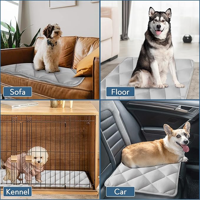 Magik & Kover Dog Crate Pad 2 Pack (36" x 23"), Soft Dog Crate Mat with Anti-Slip Bottom, Machine Washable Kennel Pad, Fits 36 Inch, Grey