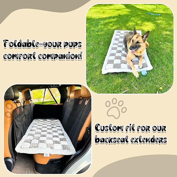 TiInsta Backseat Pet Bed Mat,Dog Bed for Car,Dog Seat Cover for Car Back Seat, Non-Slip Travel Pet Mat, Fit for Backseat Extenders and Seat Covers (Light Gray&White)