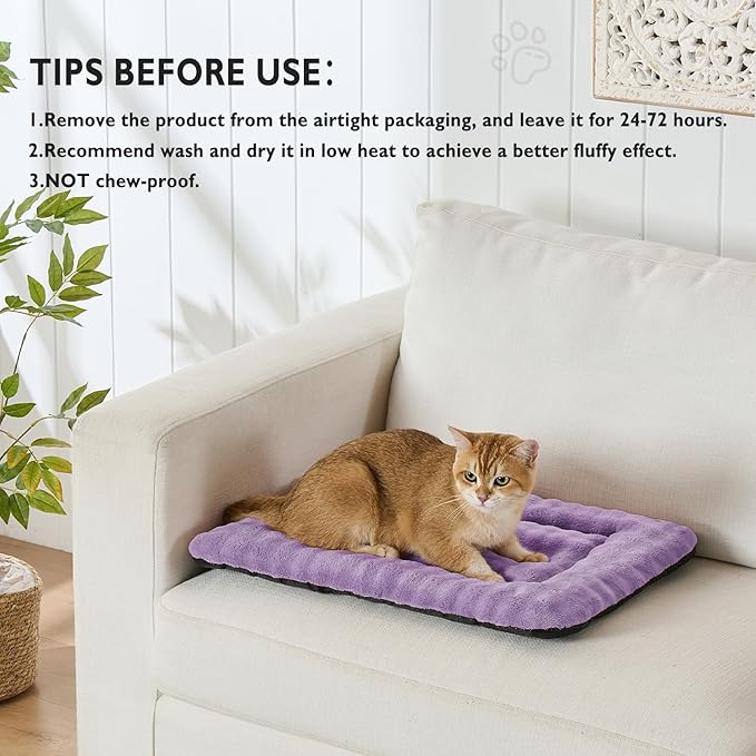 Yaning Pet Bed Mat Crate Pad for Cats Small Dogs, Washable Soft Pet Sleeping Mat Kennel Pad with 3D Bubble Pattern, Dusty Purple, 24"x 18"
