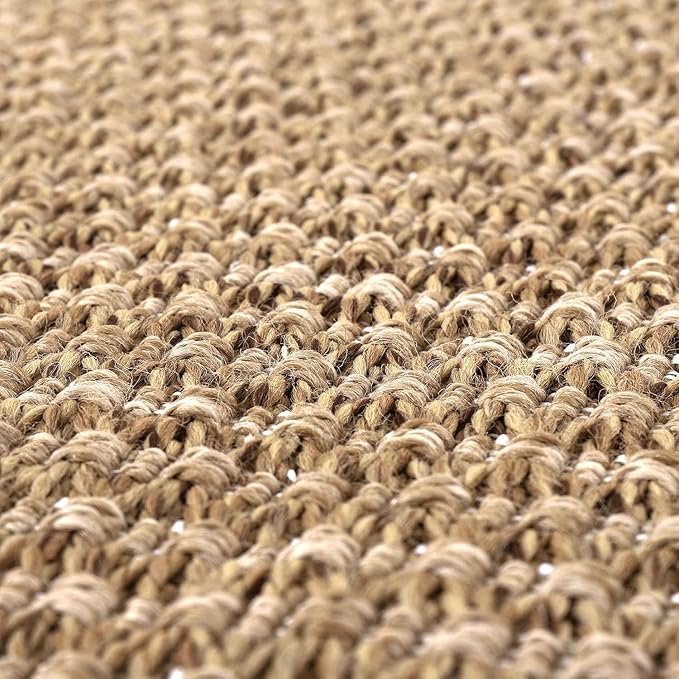 Easy Jute Rugs 8x10 Natural Color Living Room Indoor Outdoor Area Rug for Patio Farmhouse and Kitchen Rug High Traffic Easy to Clean Washable Solid Boho Woven Design Outside Carpet (8 x 10)