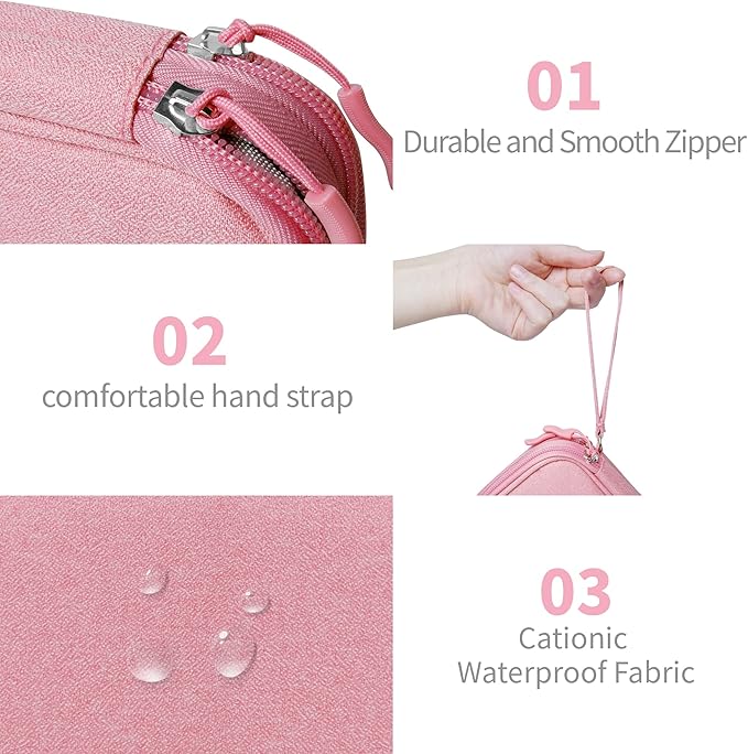 Lcsmaokin Electronics Travel Organizer,Portable Waterproof Electronic Travel Storage Bag for Small Charging Cord Storage,Charger,Small Electronics,SD Card etc,for Travel,Business - Pink