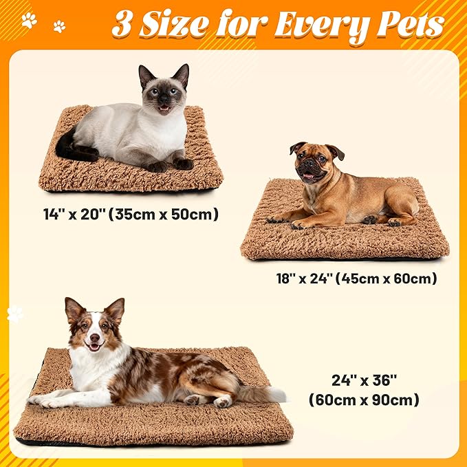 PatiencET Self Warming Cat Bed for Indoor Cats 18'' x 24'' - Cozy Fleece Heating Pad, Non-Electric Thermal Mat for Small Pets, Washable Soft Cushion for Winter Comfort and Warmth Khaki