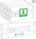 4 Pack Adjustable Drawer Dividers - 4" High Clear Expandable Dresser Organizers 12.9"-21.4" Length, Transparent Drawer Separators for Clothes, Underwear, Cosmetics & Kitchen Utensils Storage