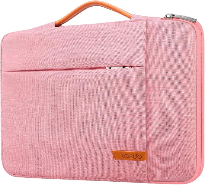 Lacdo 360° Protective Laptop Sleeve Case for 16 inch New MacBook Pro M4/M3/M2/M1 Pro/Max A3403 A3186 A2991 A2780 A2485 A2141 2024-2019, 15 inch Surface Laptop 7th Copilot+PC/6/5/4/3 Computer Bag,Peach